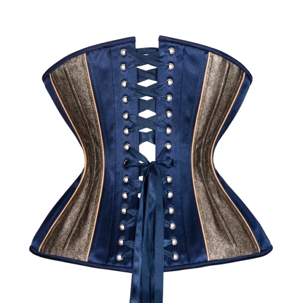 blue brocade long corset waisttraine.com