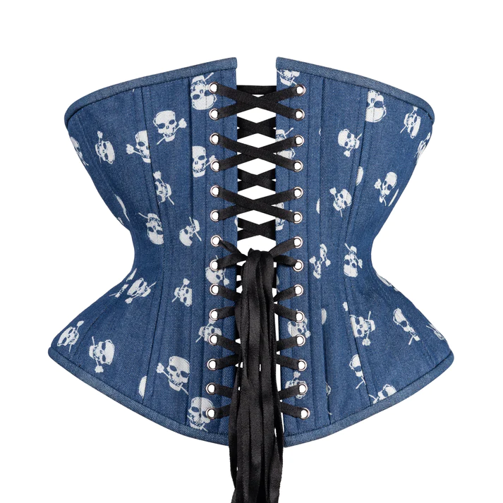 denim skull corset waisttraine.com