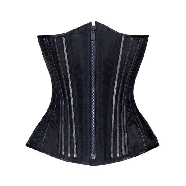 Black Fine Mesh Long Corset waisttraine.com