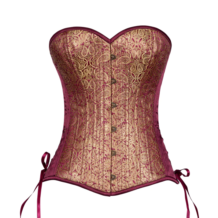 plum and gold overbust corset waisttraine.com