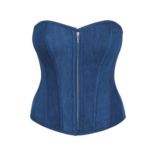 denim corset with zip