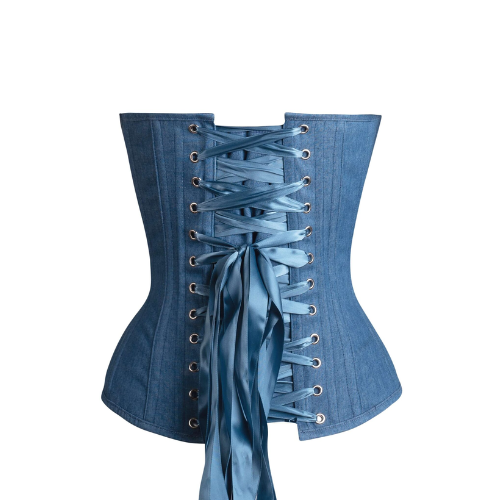 denim waist training corset