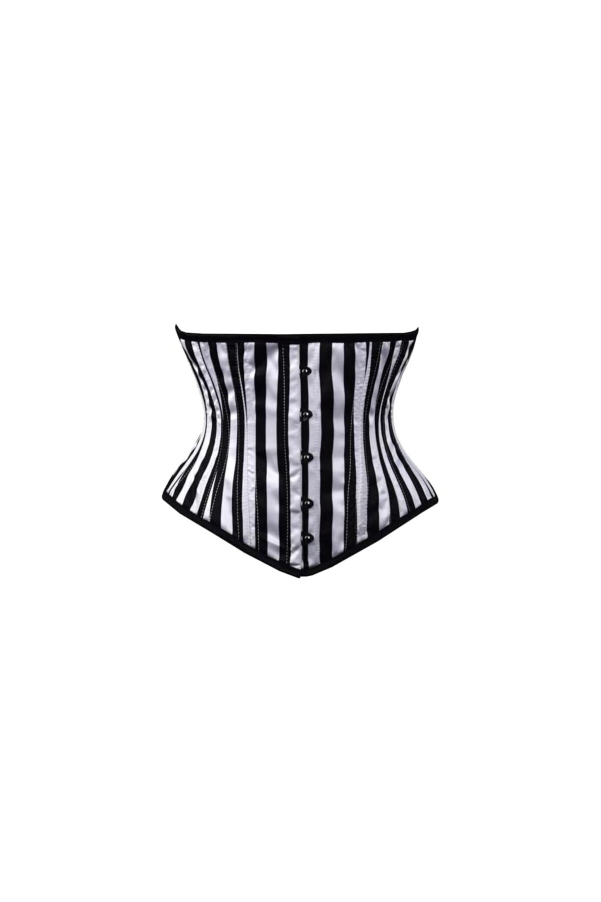 Striped corset black & white waspie waist trainer corset waists-trainer.com