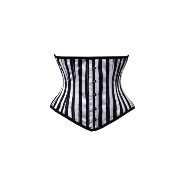 Striped corset black & white waspie waist trainer corset waists-trainer.com
