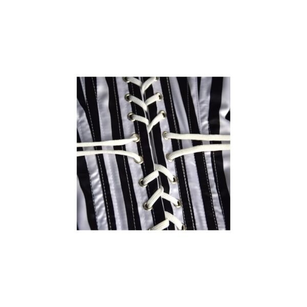 Striped corset black & white waspie waist trainer corset waists-trainer.com
