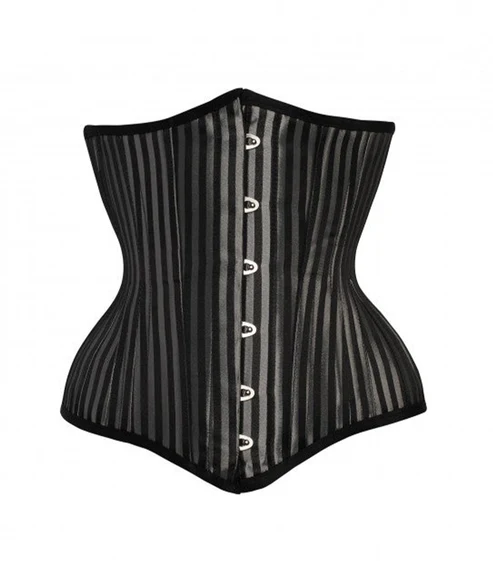 Black Silver Brocade Underbust Corset waists-trainer.com