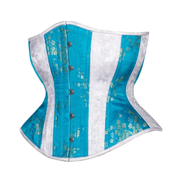 Floral White and Blue Novice Corset waists-trainer.com