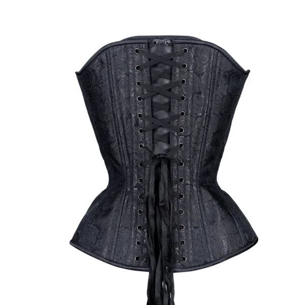 Black Brocade Overbust Hourglass Corset waists-trainer.com
