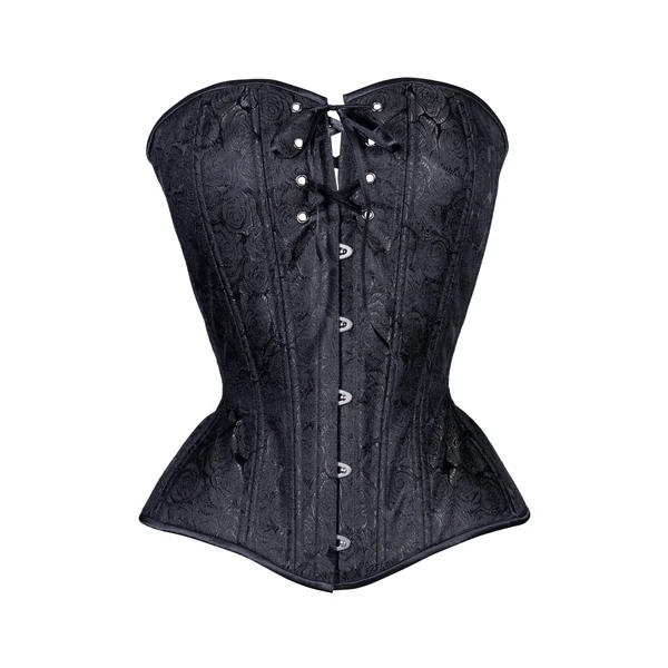 Black Brocade Overbust Hourglass Corset waists-trainer.com