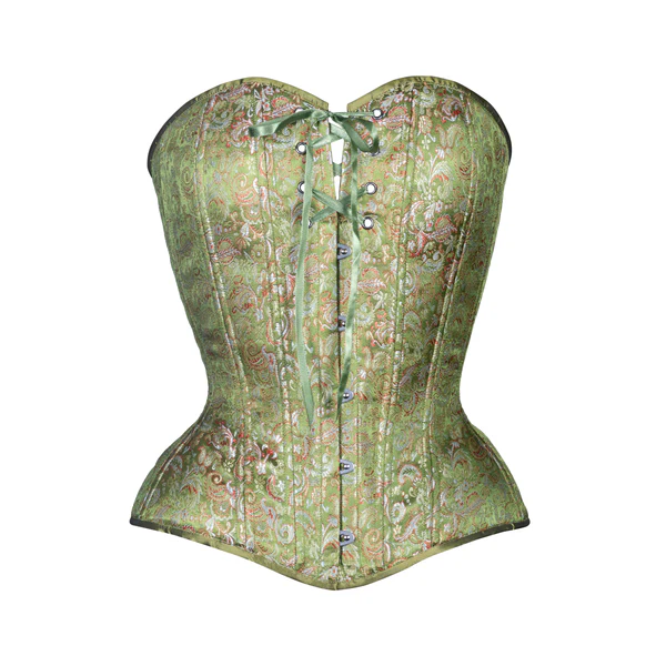 Green Brocade Overbust Corset waists-trainer.com