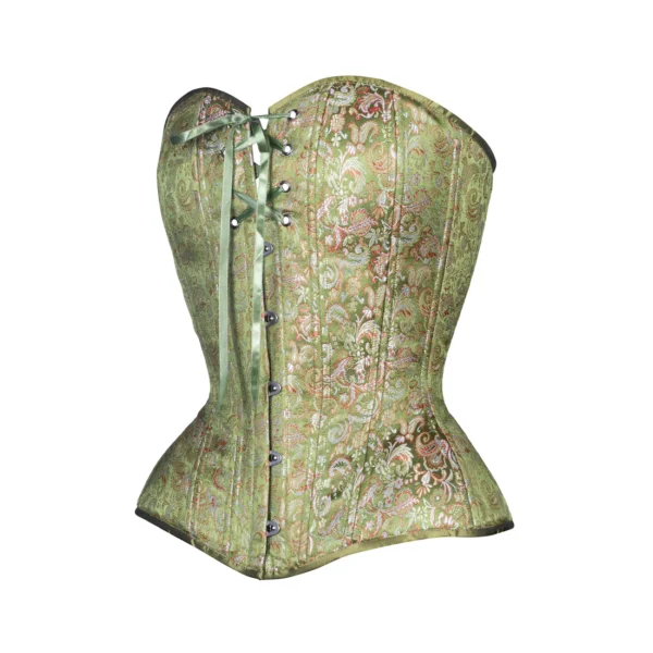 Green Brocade Overbust Corset waists-trainer.com