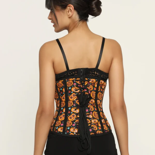 Pumpkin Flower Printed Underbust Corset