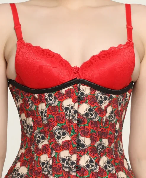 Skull Rose Printed Waist Training Underbust Corset
