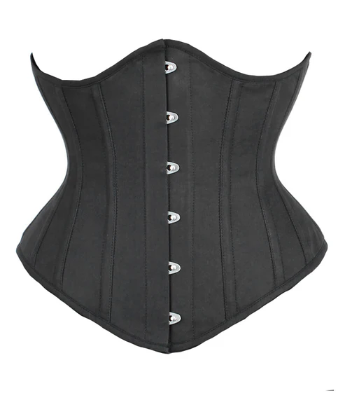 Plus Size Black Cotton Underbust Corset