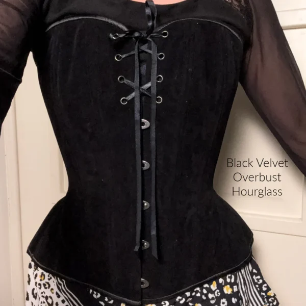 Black Velvet Overbust Corset Hourglass Silhouette
