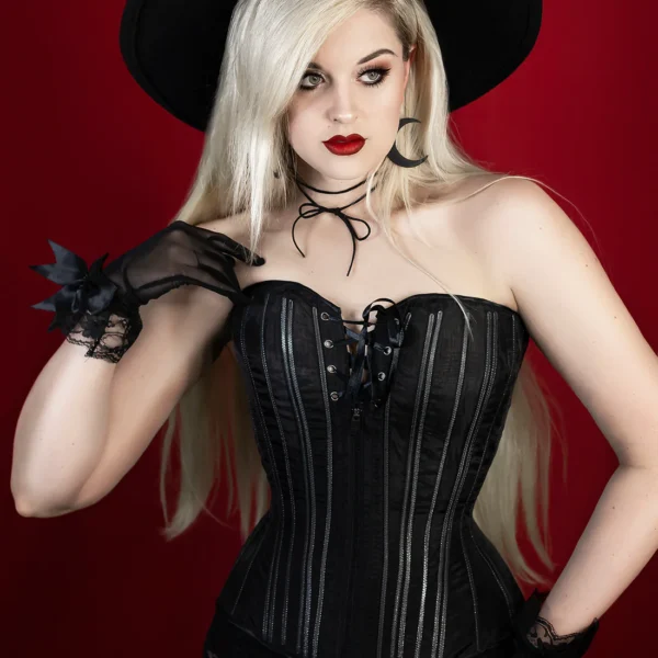 New Black Fine Mesh No Line Overbust Corset
