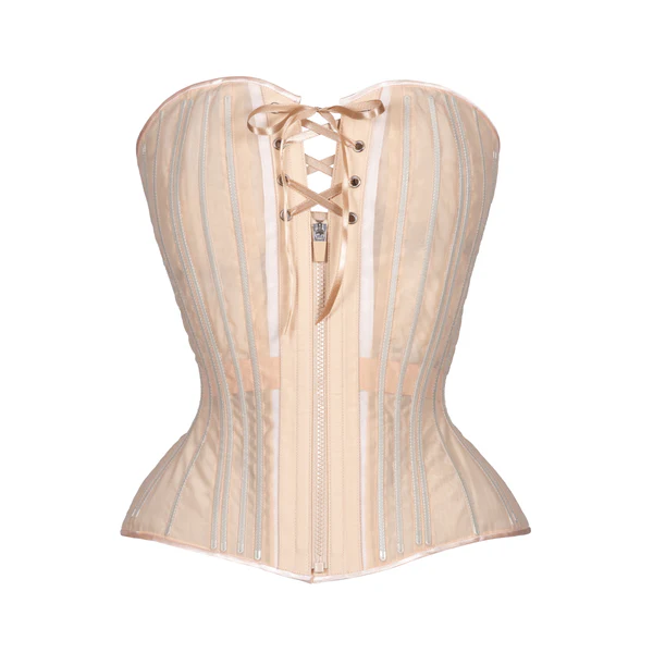 New Beige Fine Mesh Hourglass Overbust Corset