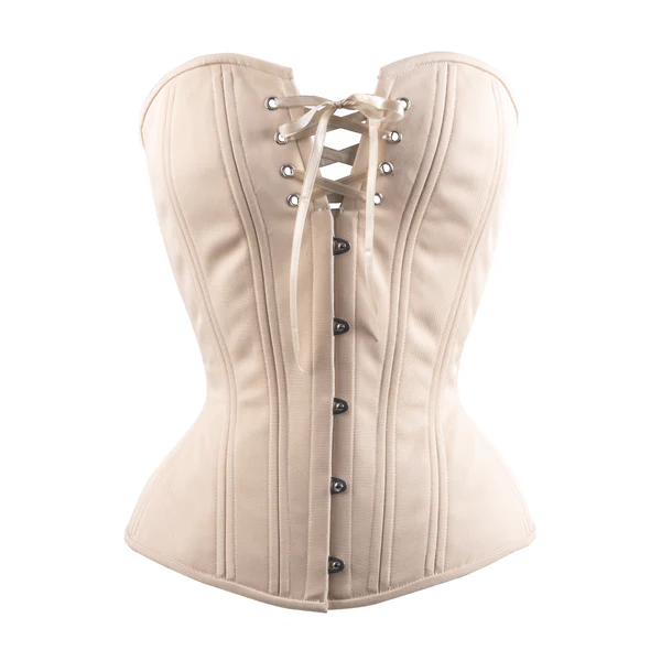 Beige Cotton Overbust Corset Hourglass Silhouette