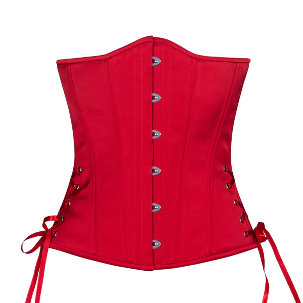 Lipstick Red Satin Slim Long Corset