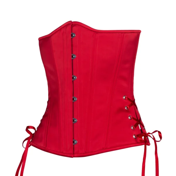 Lipstick Red Satin Slim Long Corset