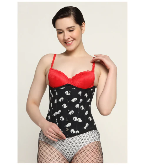 Ugly Ghost Printed Waist Reducing Underbust Corset