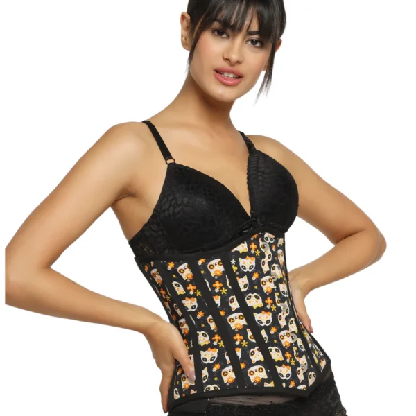 Cat Printed Waist Training Underbust Corset