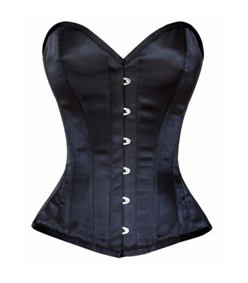 Black Satin Steel Boned Over bust Corset