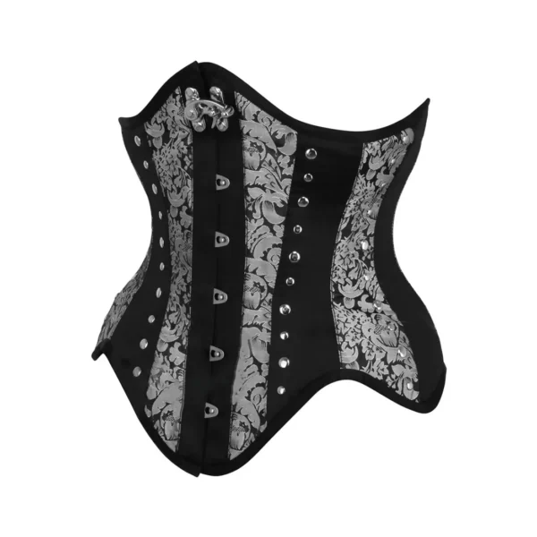 Silver Brocade Satin Plus Size Underbust Corset