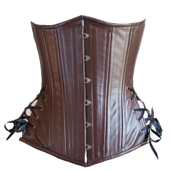 Brown Leather Slim Long Corset