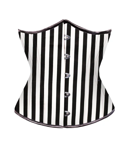 Black White Strip waist reducing underbust corset