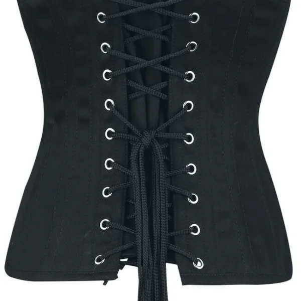 Black Cotton Zipper Front Steel Boned Underbust Corset