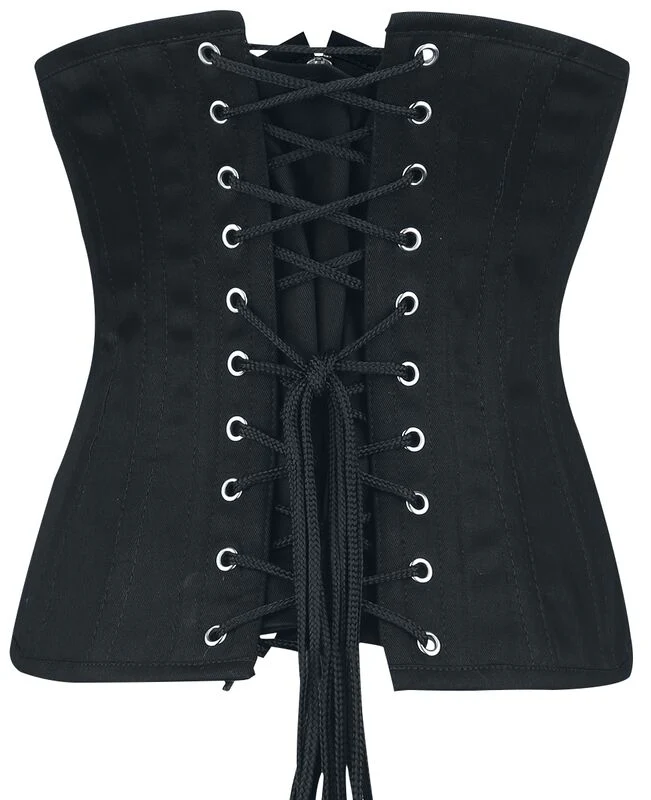 Black Cotton Zipper Front Steel Boned Underbust Corset