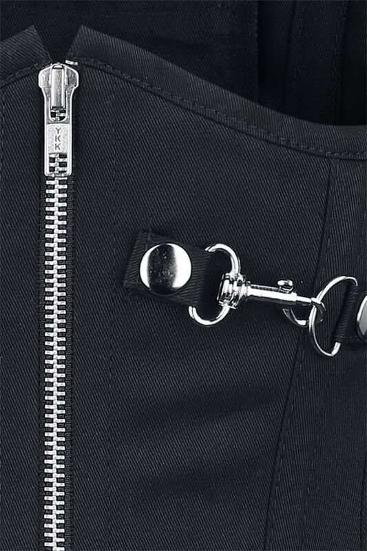 Black Cotton Zipper Front Steel Boned Underbust Corset