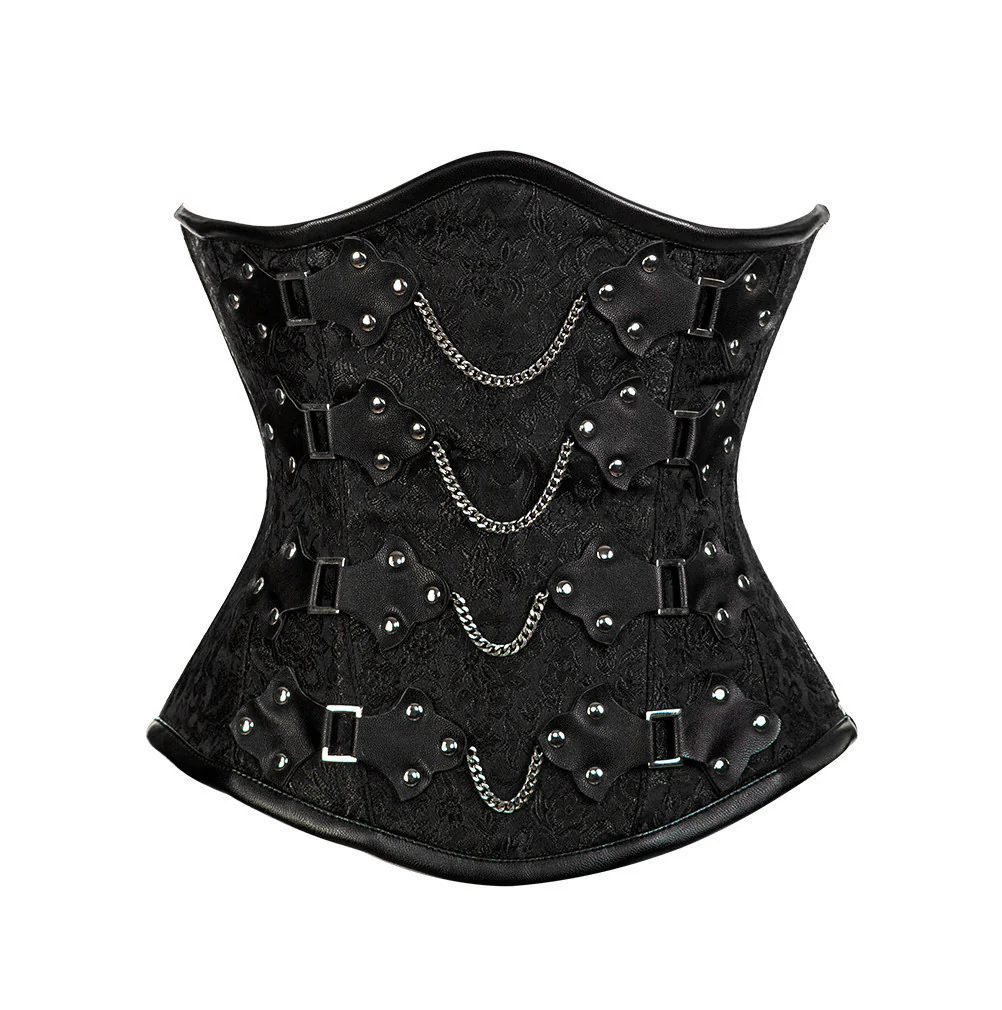 Black Brocade Plus Size Steampunk Underbust Corset Black Brocade Plus Size Steampunk Underbust Corset