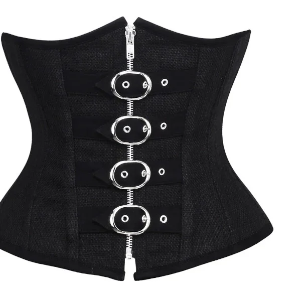 Angelena Gothic Black Jute Underbust Corset