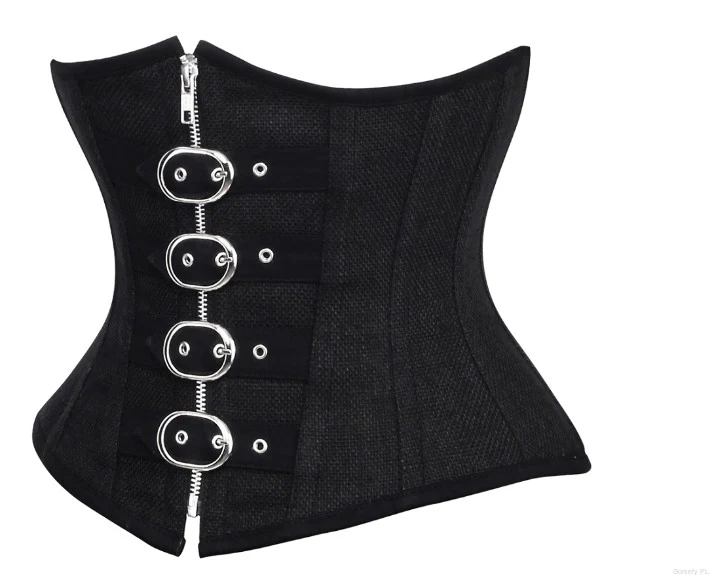 Angelena Gothic Black Jute Underbust Corset