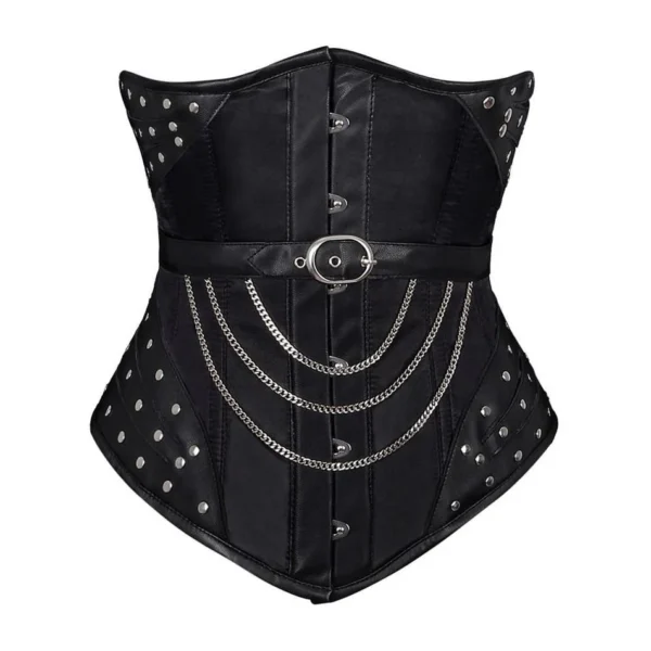 Black Steampunk Gothic Satin Underbust Corset