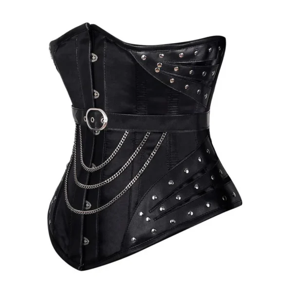 Black Steampunk Gothic Satin Underbust Corset