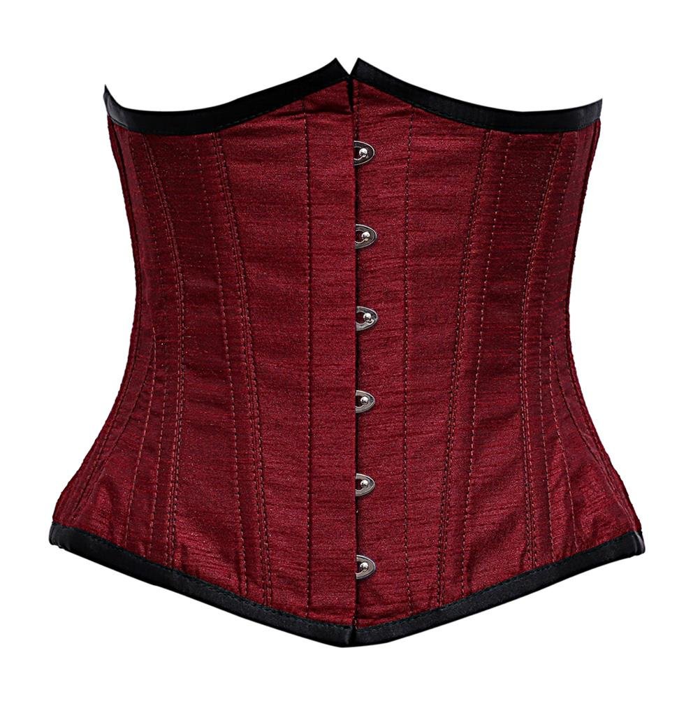 Maroon Dupion Plus Size Underbust Corset