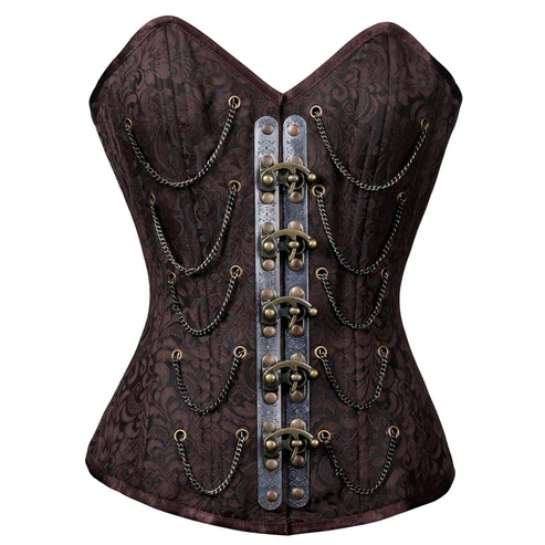 Steel Boned Steampunk Waist Training Overbust Corset