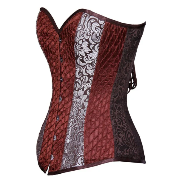 Steampunk Overbust Long Lined Corset Coffee