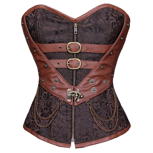 Zipper Front Steampunk Overbust Corset