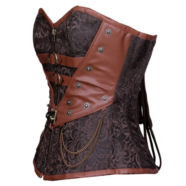 Zipper Front Steampunk Overbust Corset