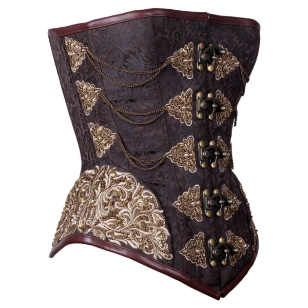 Embroided Steampunk Authentic Steel Boned Overbust Corset