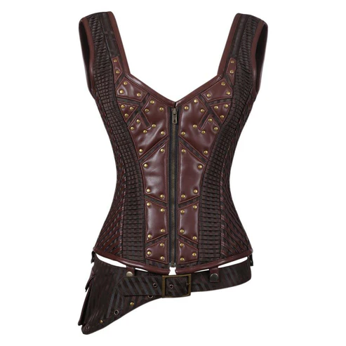 Steampunk Steel Boned Overbust Corset with Sleeves