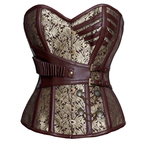 Steampunk Buckle Front Steel Boned Overbust Corset