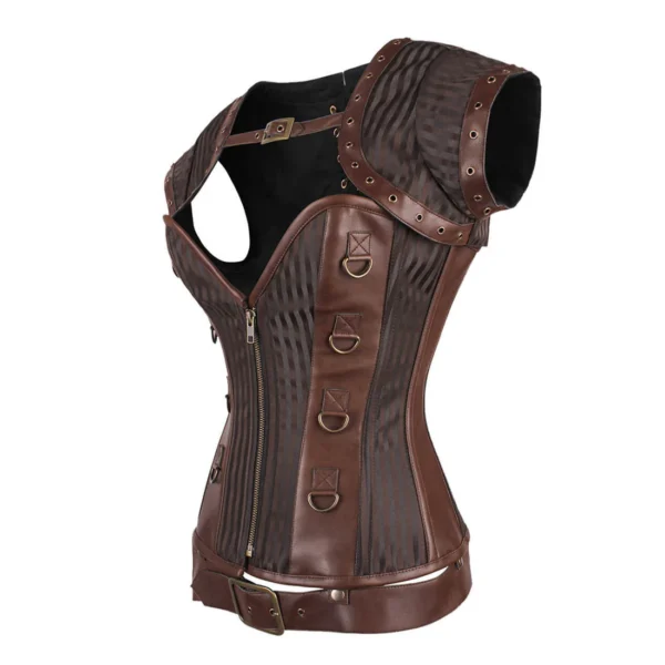 Brown Strip Brocade with Steampunk Bolero Jackets