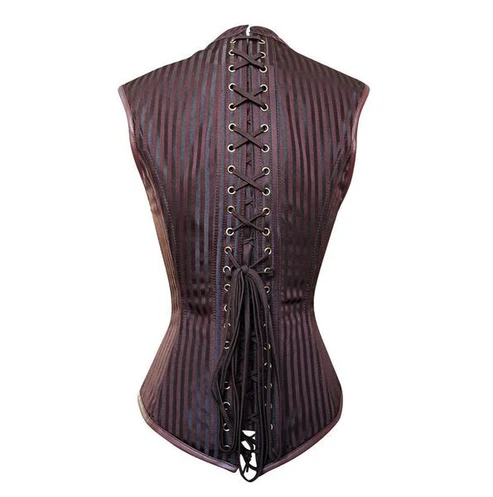 Brocade & Faux Leather Steampunk Overbust Corset