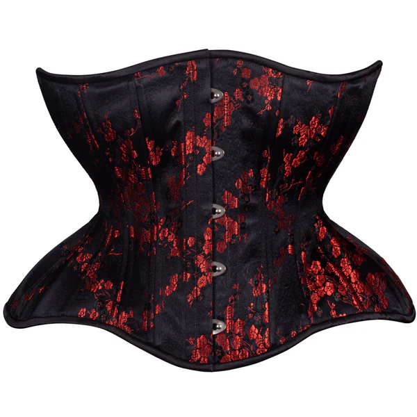 Black and Red Cherry Blossom Cupped Corset Gemini