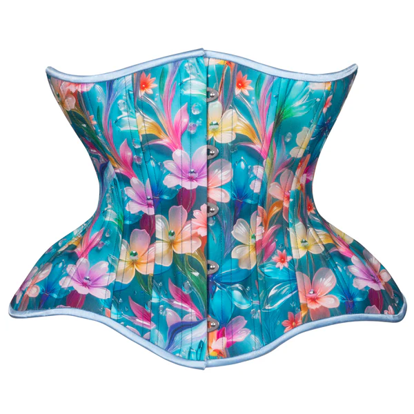 Bubble Blooms in Blue Gemini Straight Corset